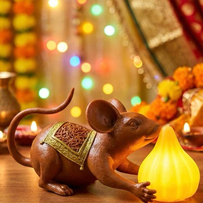 Mushak Lamp with Detachable LED Modak & Laddoo | Ganpati Décor