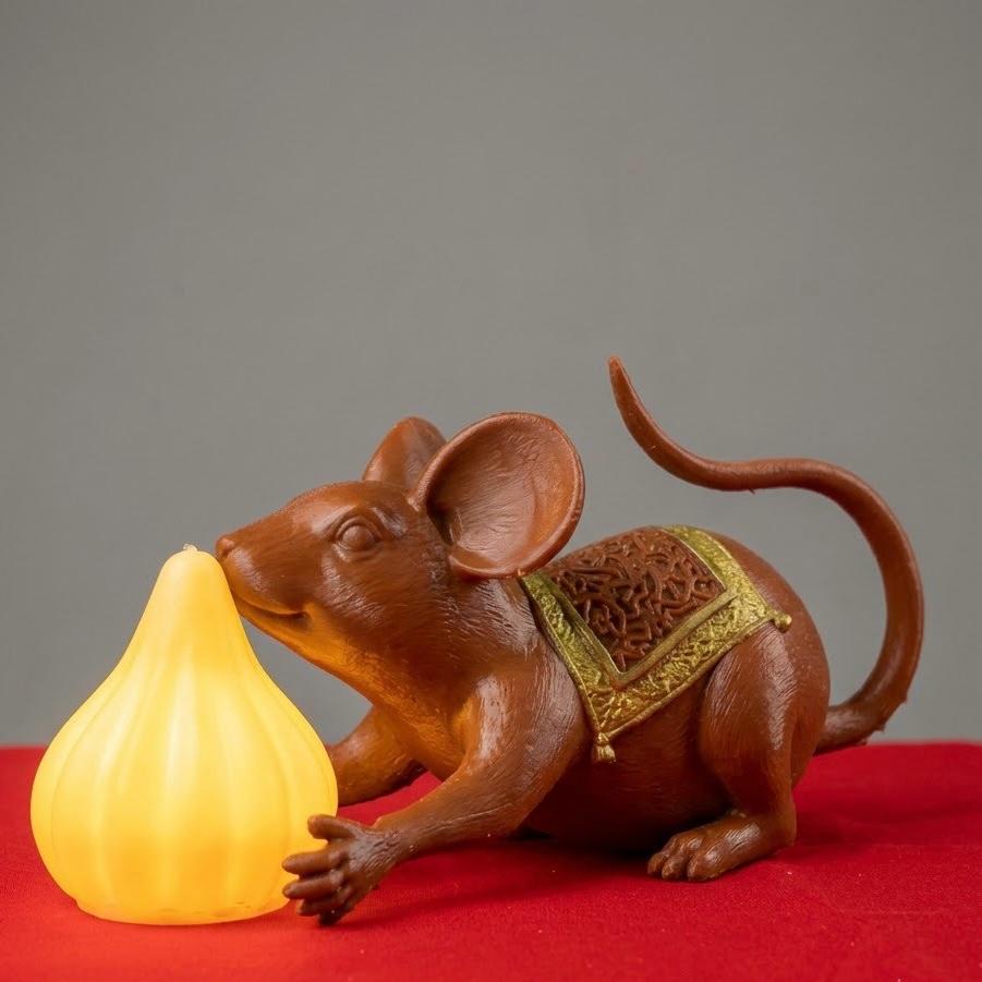 Mushak Lamp with Detachable LED Modak & Laddoo | Ganpati Décor